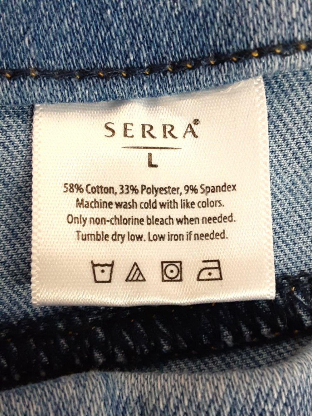 Serra Woman's Jean Shorts Size LARGE Pullon Back Pockets Beltloops Cotton Blend - Picture 8 of 8